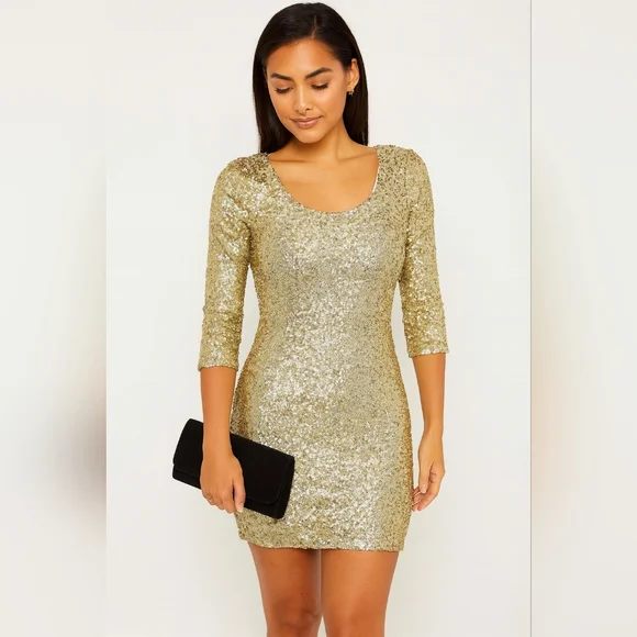Lovers + Friends | Dresses | Lovers Friends Gold Sequin Back Cut Out Dress  Size Xs | Poshmark